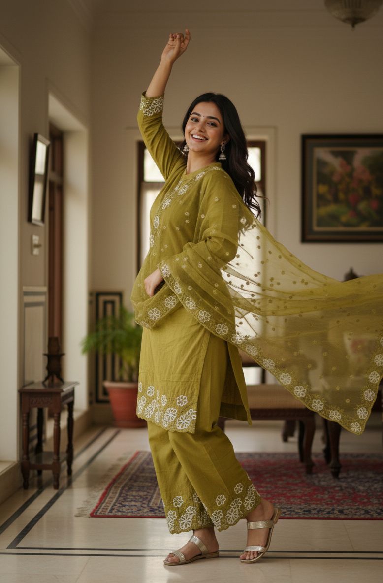 SHORT KURTI WITH DUPPATTA AND TROUSER